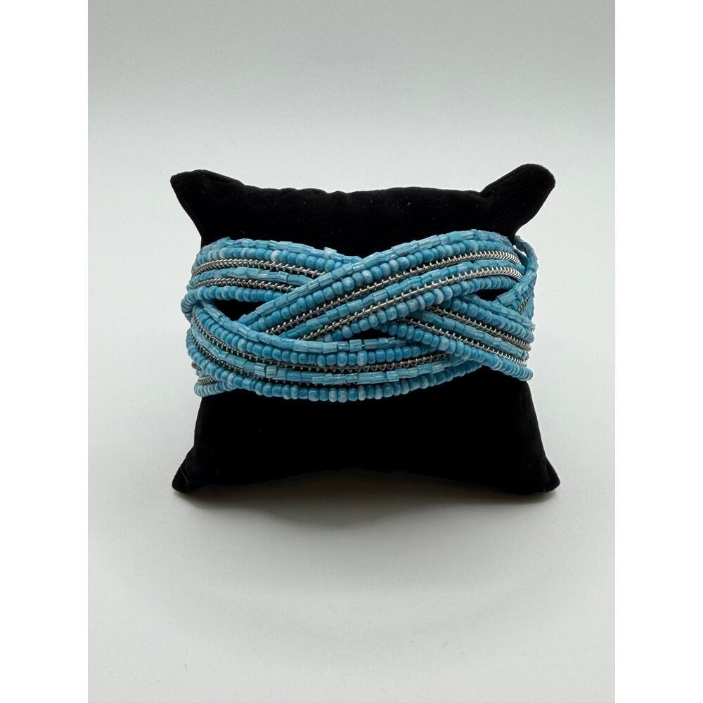 Turquoise Multi Strand Beaded Cuff Bracelet NWT | Forever 21
